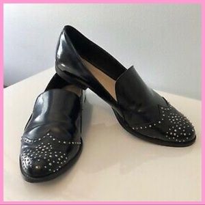 ZARA | Black Patent Studded Loafers